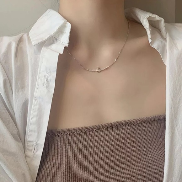 S925 Stamped Curved with Ring Pendant Necklace - Picture 4 of 6